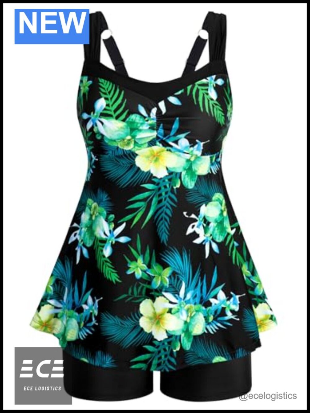 Women's Two Piece Tankini Swimsuit with Shorts Tummy Control